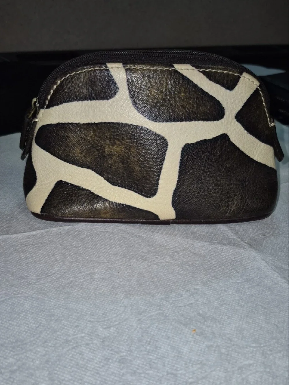 Dooney & Bourke Brown and Cream Giraffe Print Cosmetic Pouch